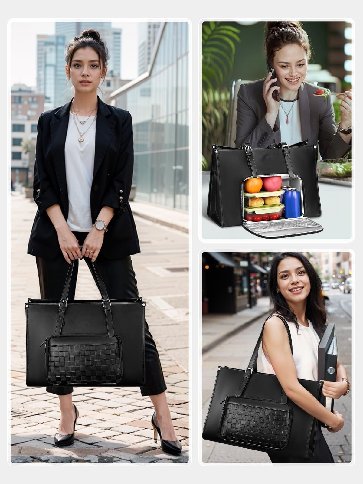 Leather Briefcase Tote with Lunch Compartment