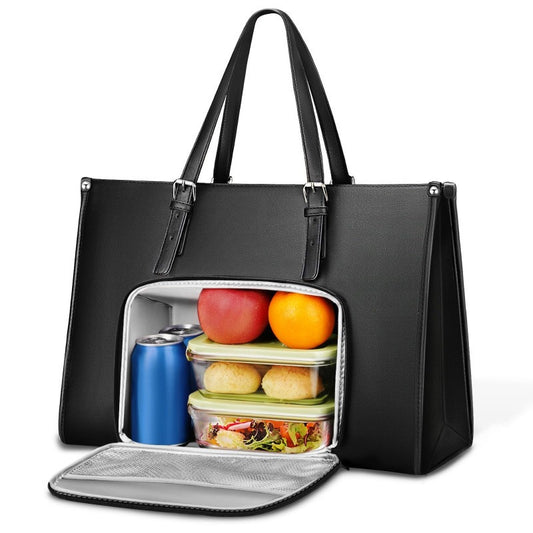 Leather Briefcase Tote with Lunch Compartment